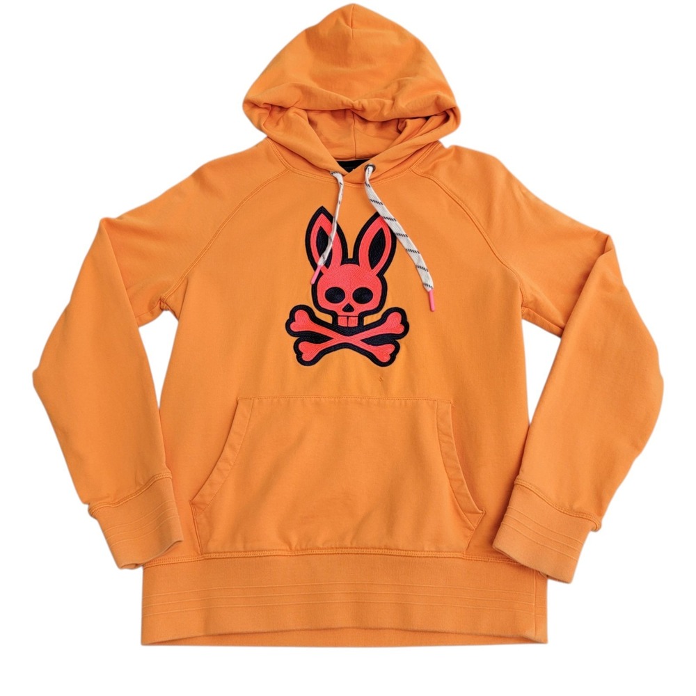 Psycho Bunny Hoodie Mens XS Bailey Popover Bright Orange Logo‎ Athleisure